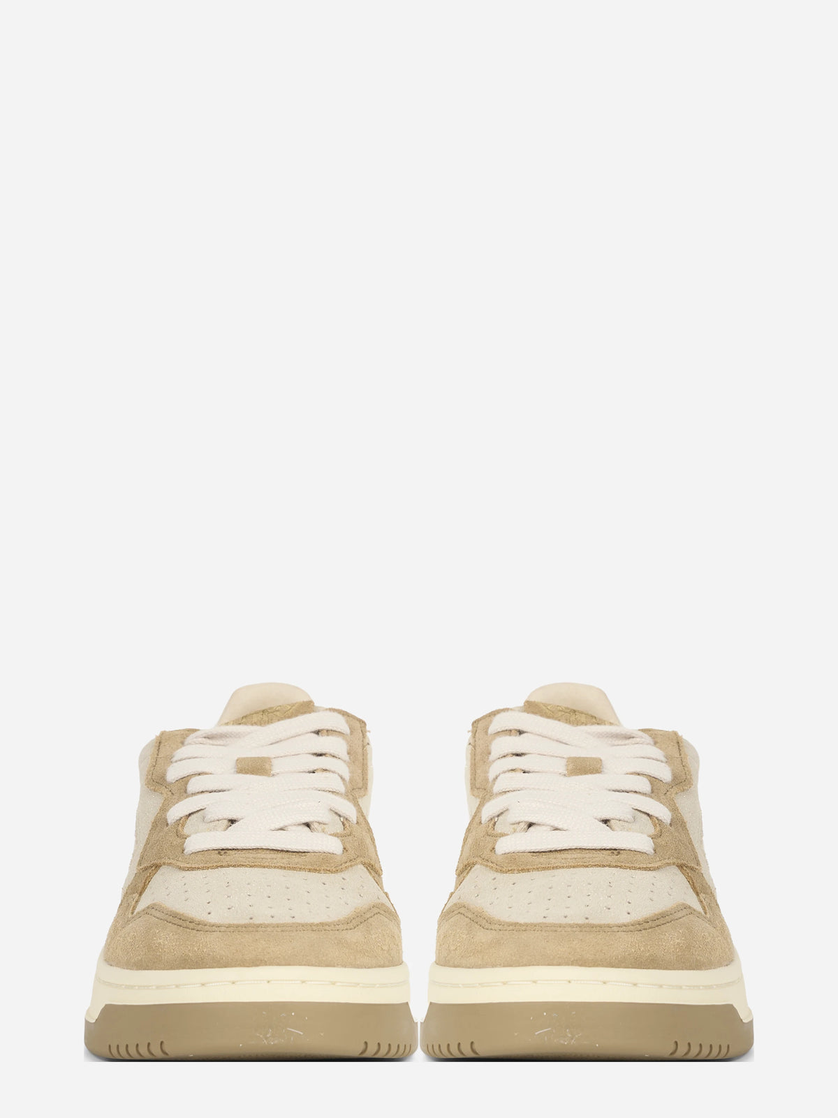 Sneaker Medalist Low in suede platino e beige - vista frontale