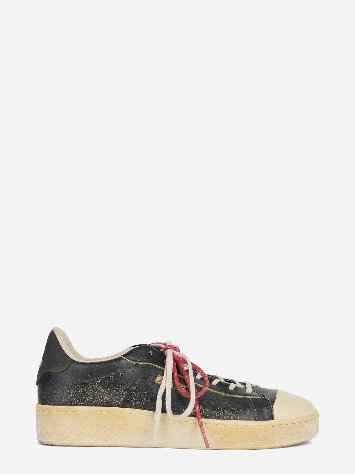 Sneaker Dallas Vintage Low in pelle nera - vista laterale