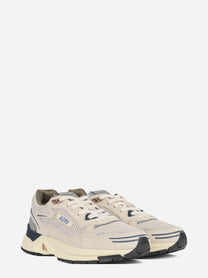 Sneaker Hyperway Low in mesh e suede beige - vista tre quarti
