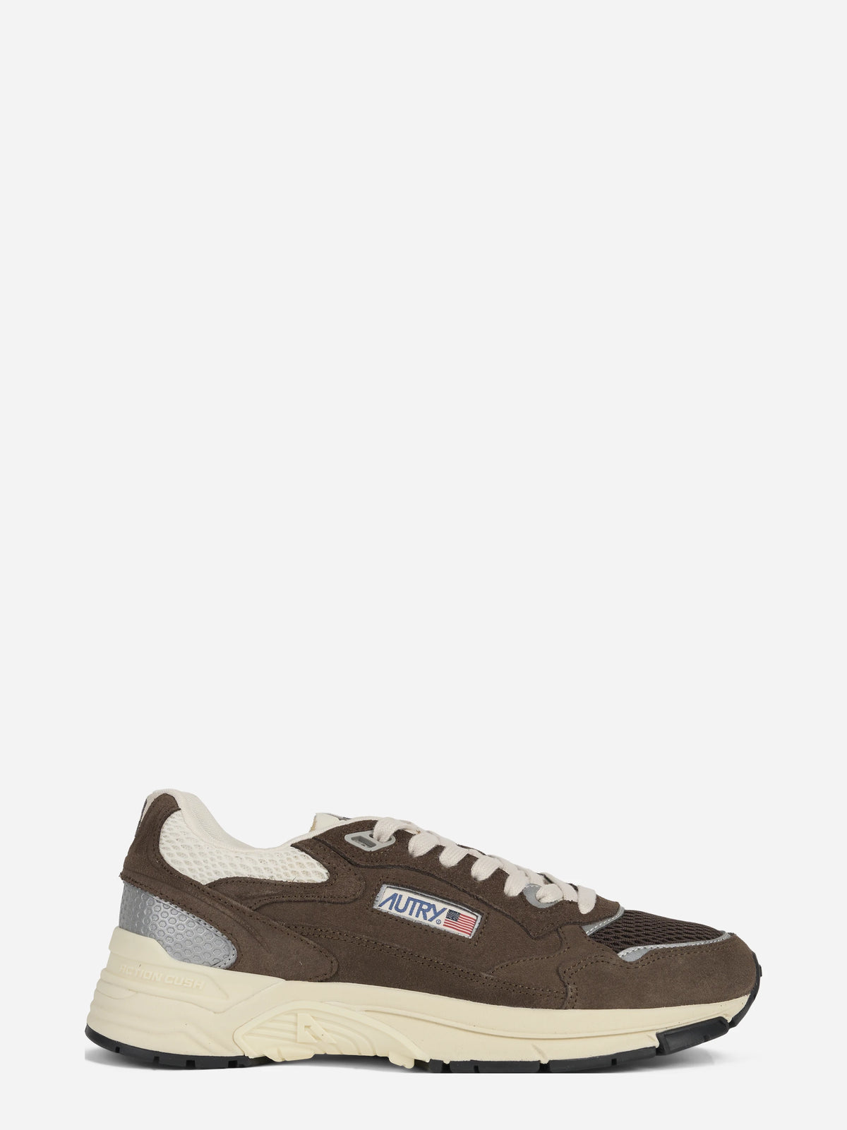Sneaker Hyperway Low in mesh e suede marrone - vista laterale