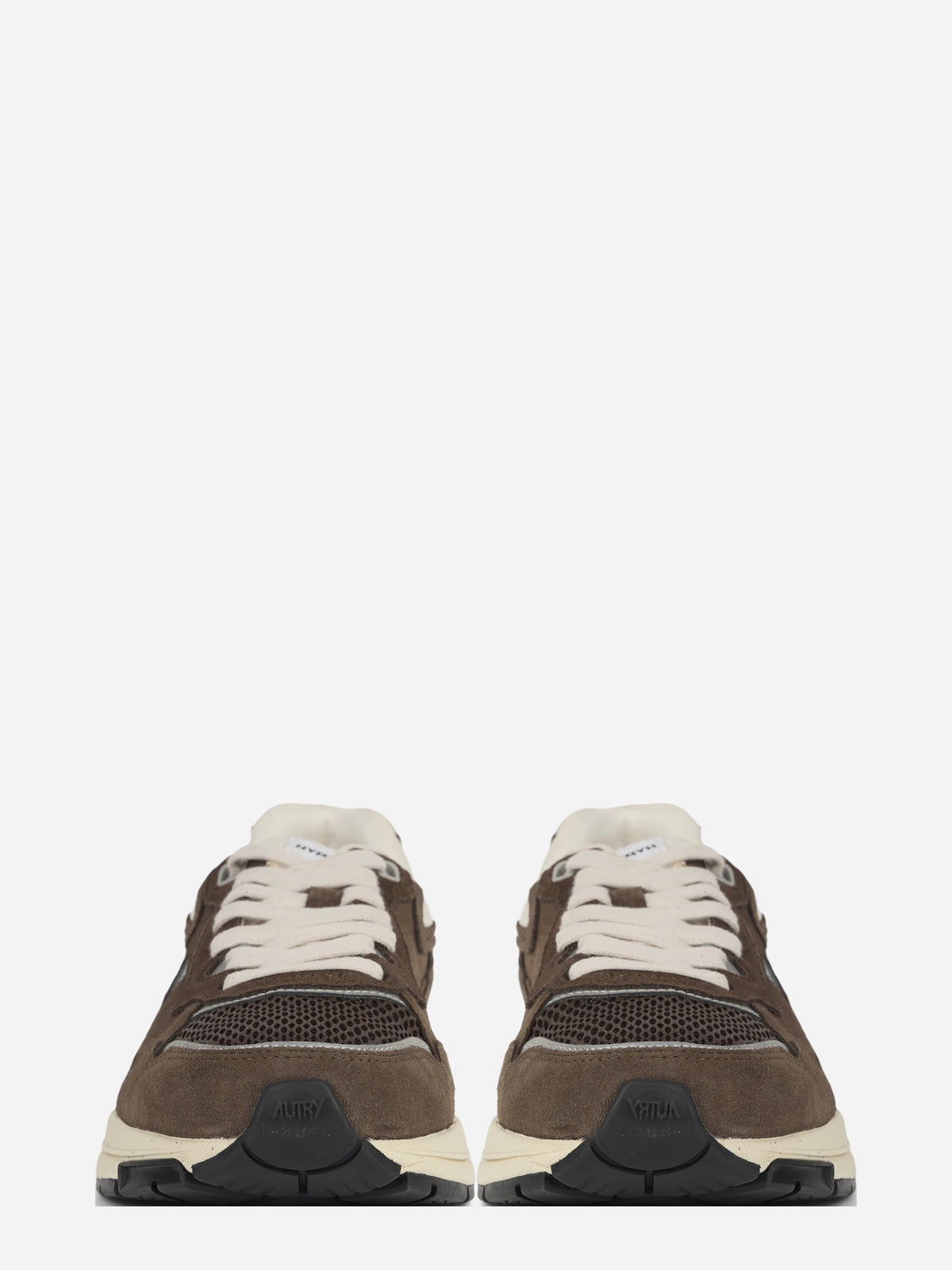 Sneaker Hyperway Low in mesh e suede marrone - vista frontale