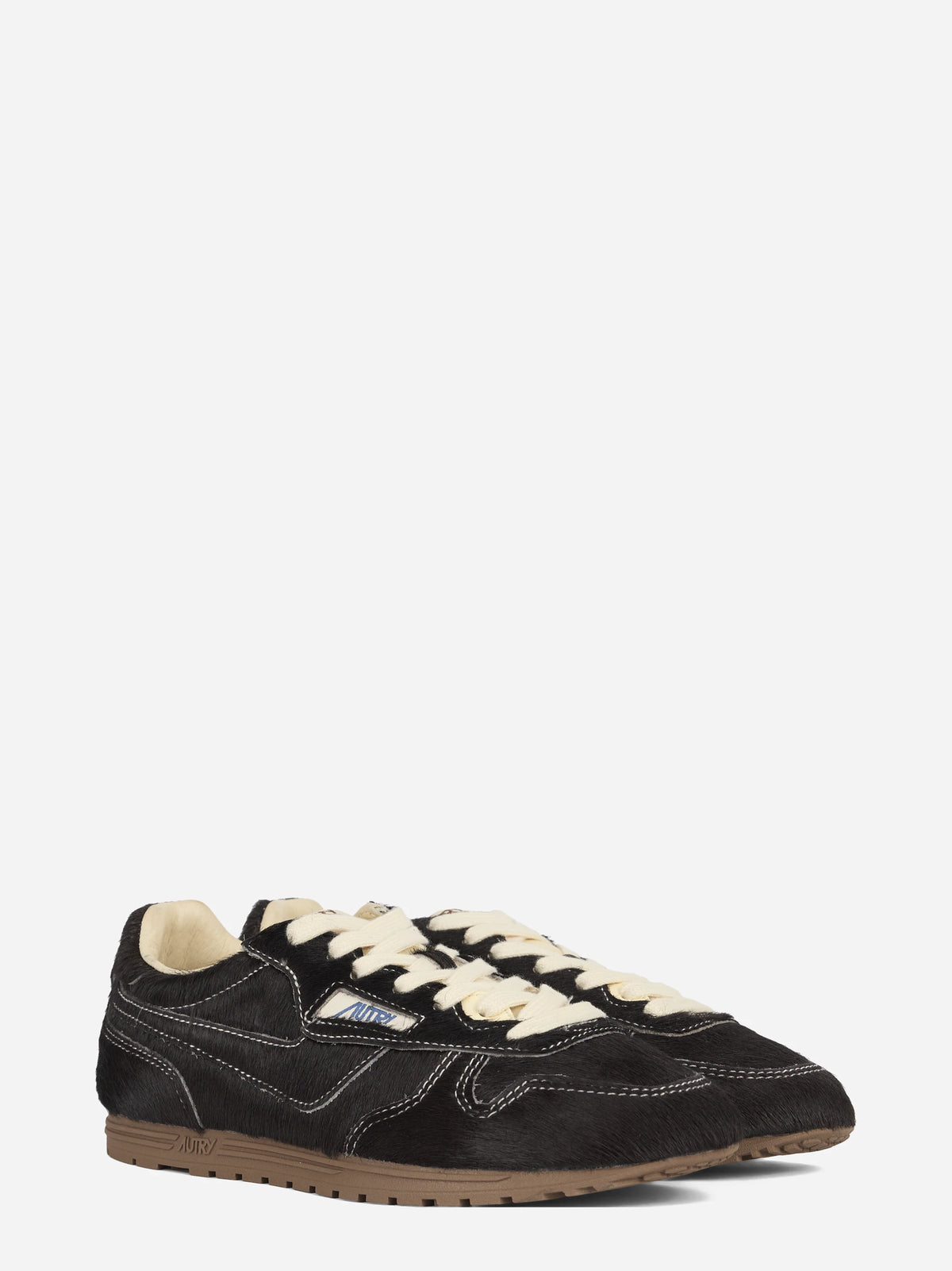 Sneaker Windspin Low effetto cavallino marrone - vista tre quarti