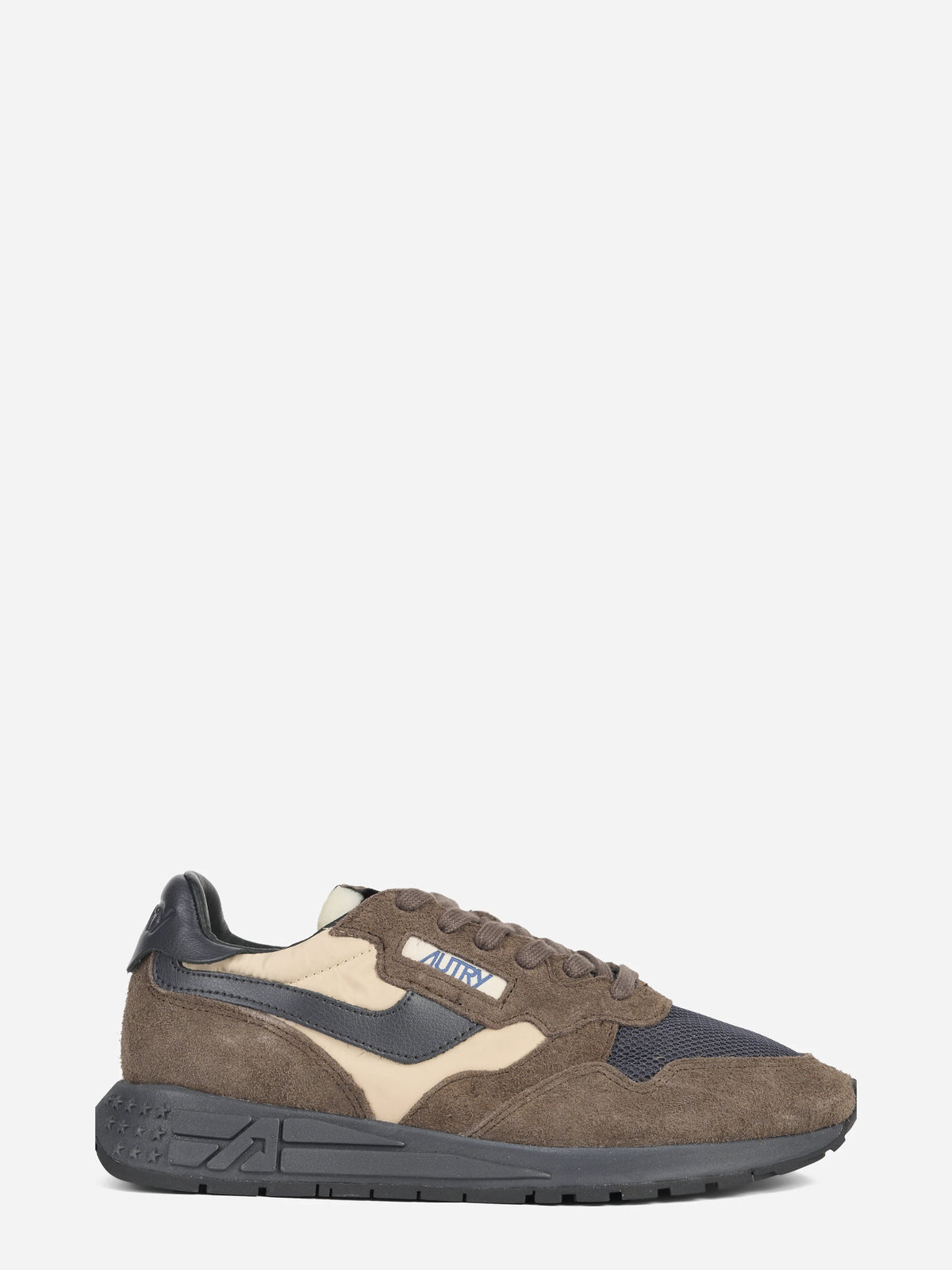 Sneaker Reelwind Low in nylon e suede marrone - vista laterale