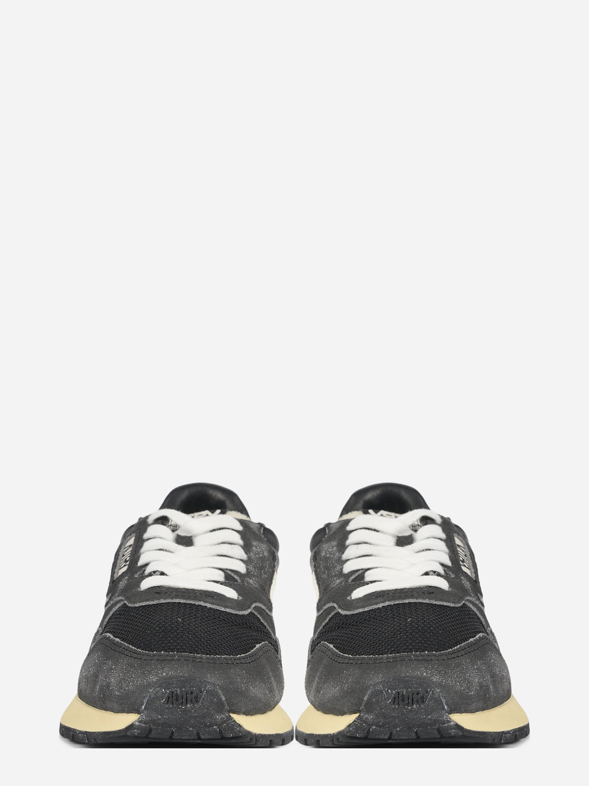 Sneaker Reelwind Low in nylon e suede nera - vista frontale