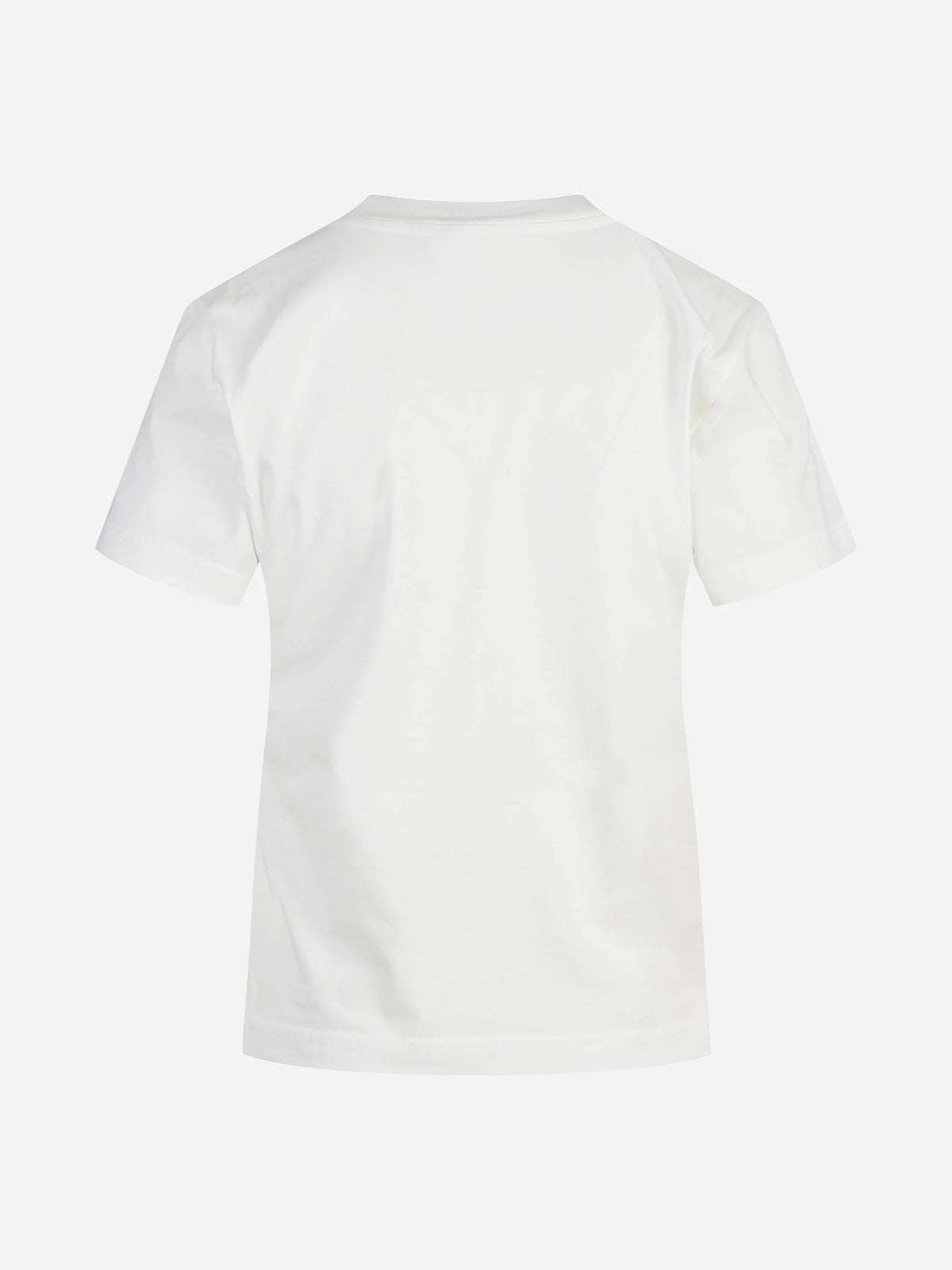 T-shirt in cotone con logo ricamato bianco - dettaglio del prodotto