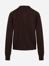 Cardigan con scollo a V in cashmere marrone - vista posteriore
