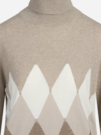Lupetto argyle in cashmere marrone - dettaglio del prodotto