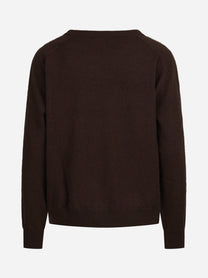 Maglia girocollo argyle in cashmere beige - vista posteriore