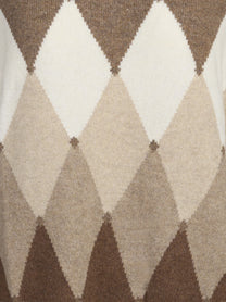 Maglia girocollo argyle in lana beige - dettaglio del prodotto