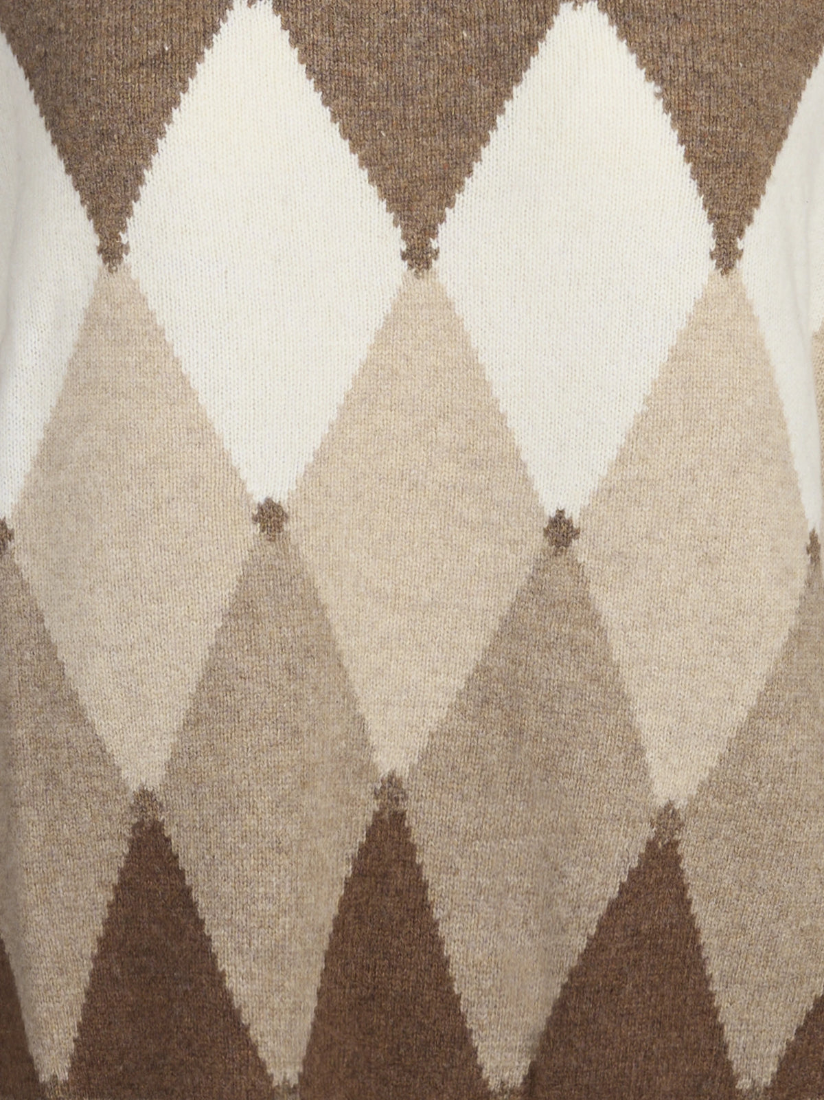 Maglia girocollo argyle in lana beige - dettaglio del prodotto