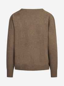 Maglia girocollo argyle in lana beige - vista posteriore