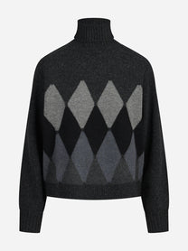 Dolcevita argyle in cashmere grigio - vista frontale