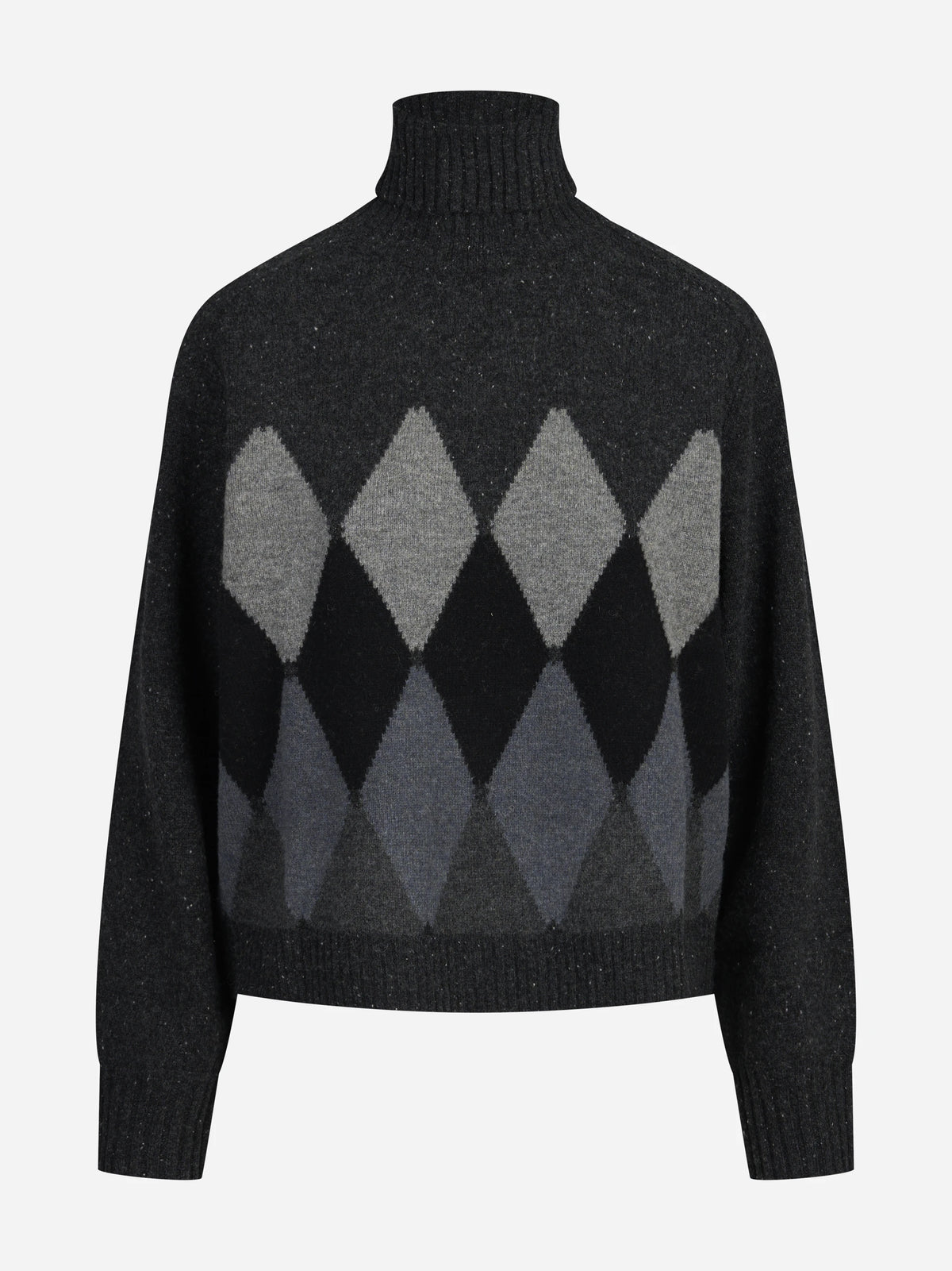 Dolcevita argyle in cashmere grigio - vista frontale