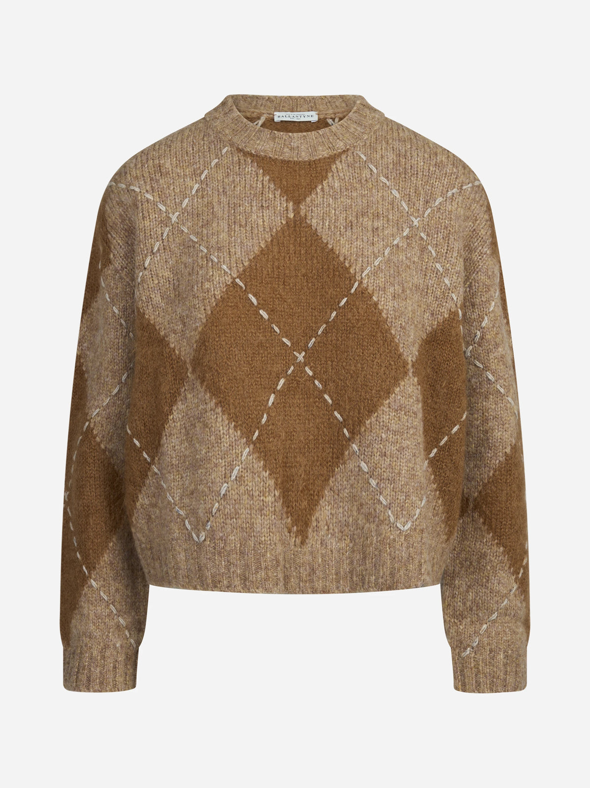 Maglia cropped argyle beige - vista frontale