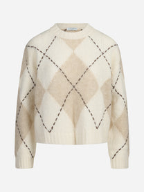 Maglia cropped argyle bianco - vista frontale