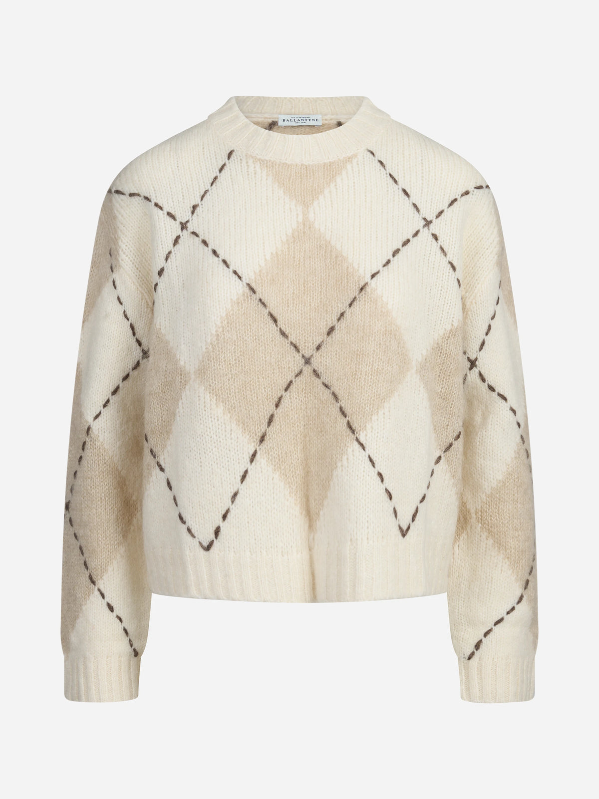 Maglia cropped argyle bianco - vista frontale