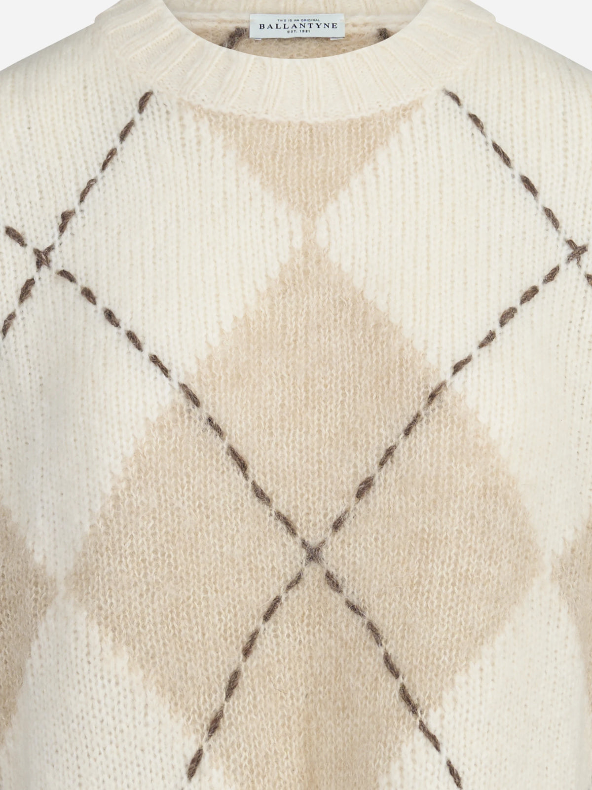 Maglia cropped argyle bianco - dettaglio del prodotto
