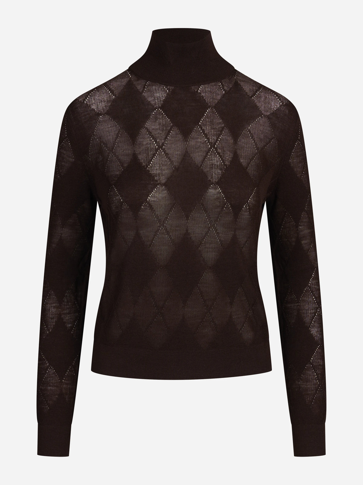 Lupetto argyle in lana marrone - vista frontale