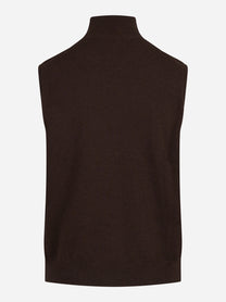Lupetto smanicato in cashmere marrone - vista posteriore
