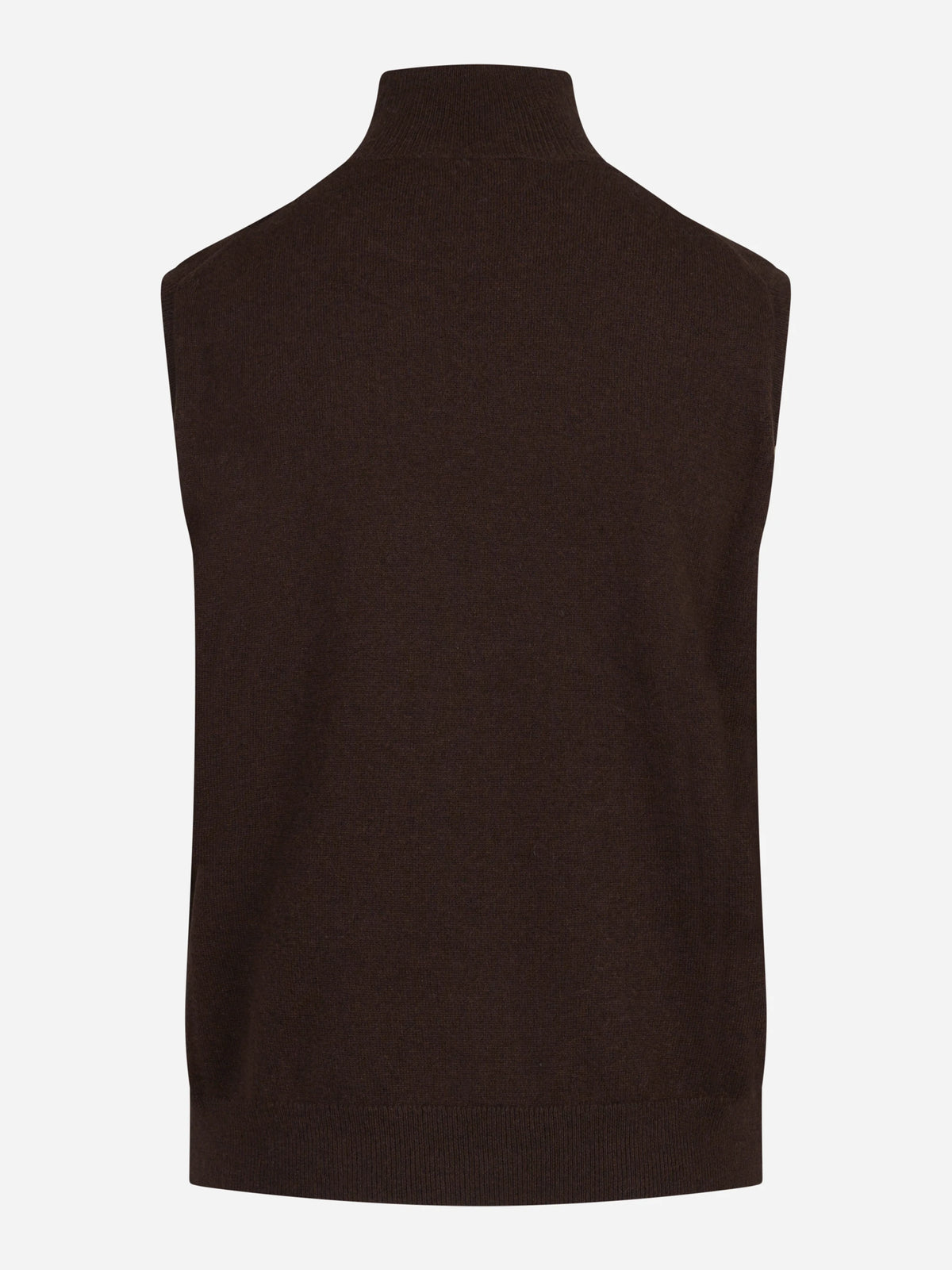 Lupetto smanicato in cashmere marrone - vista posteriore
