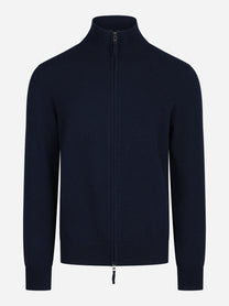 Cardigan full zip in cashmere blu - vista frontale