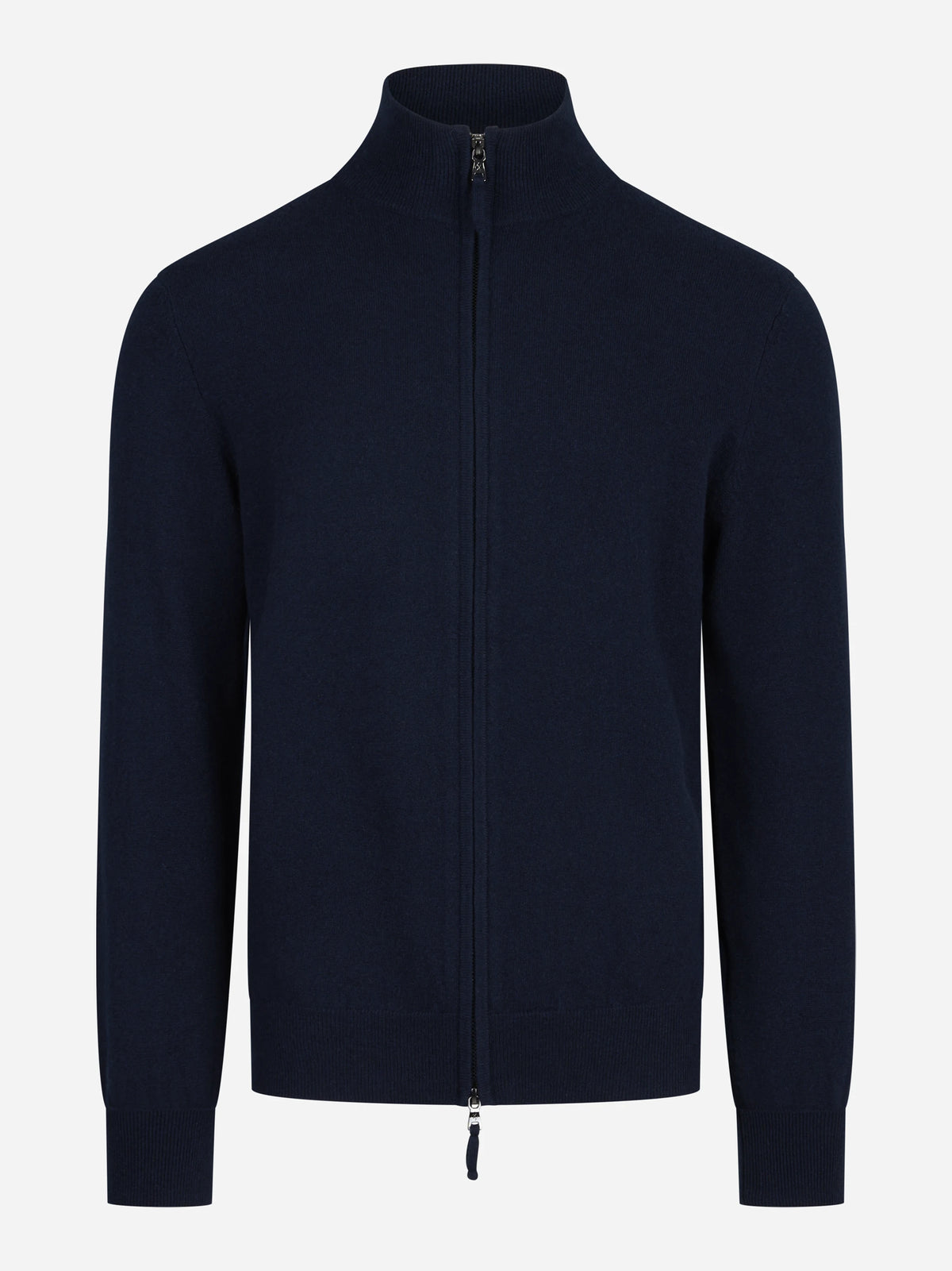 Cardigan full zip in cashmere blu - vista frontale