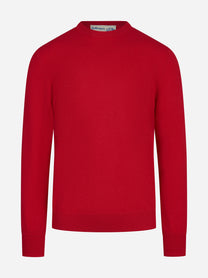 Maglia girocollo in cashmere rosso - vista frontale
