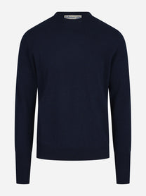 Maglia girocollo in cashmere blu - vista frontale