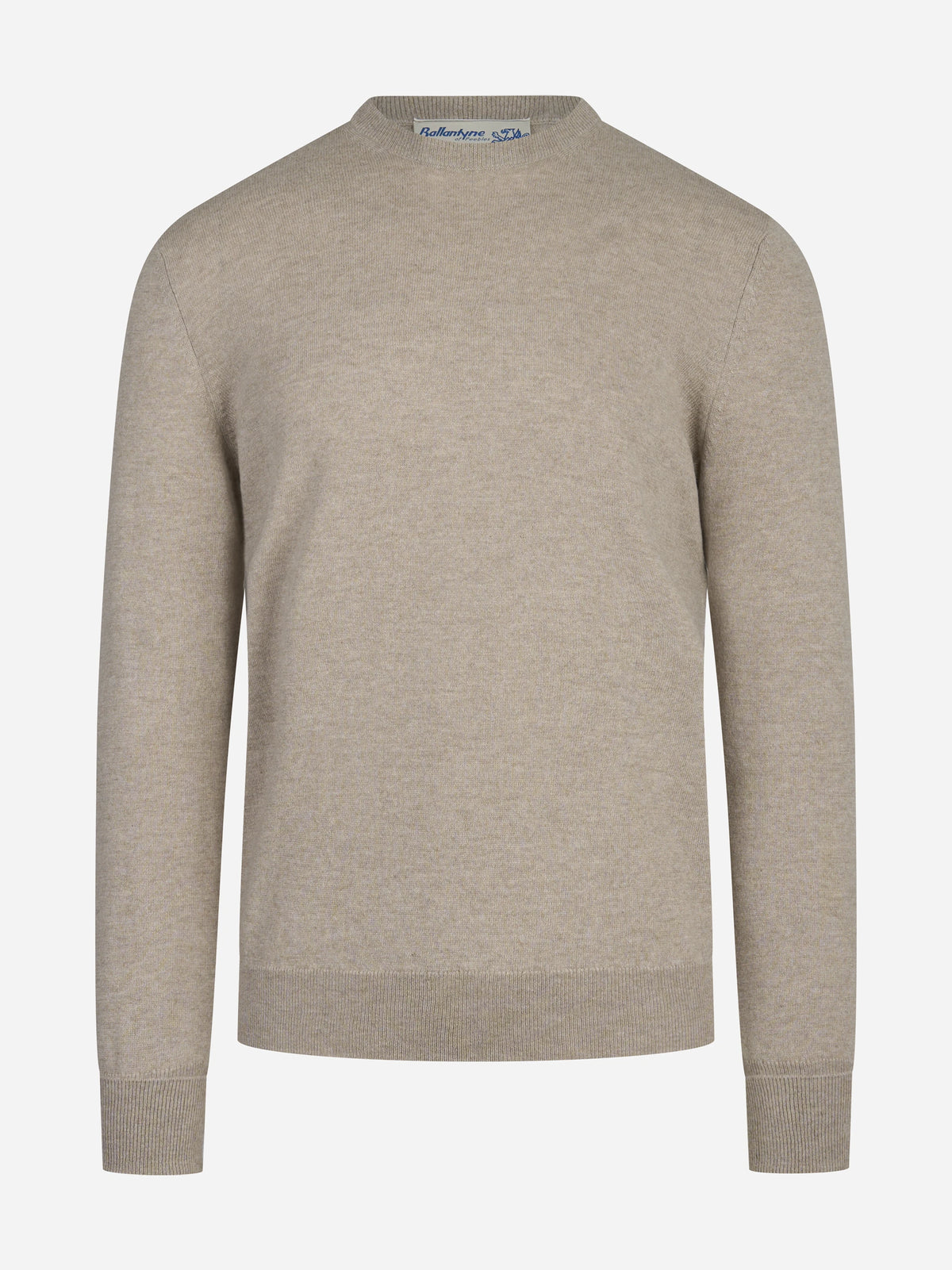 Maglia girocollo in cashmere beige - vista frontale