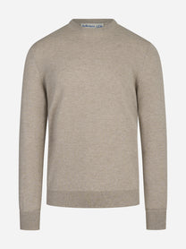 Maglia girocollo in cashmere beige - vista frontale