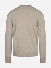 Maglia girocollo in cashmere beige - vista posteriore