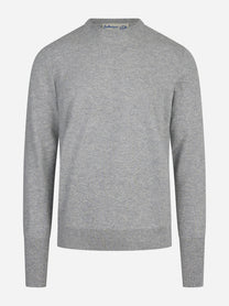 Maglia girocollo in cashmere grigio - vista frontale