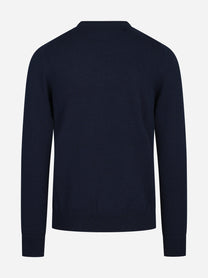 Maglia girocollo in cashmere a rombi blu - vista posteriore