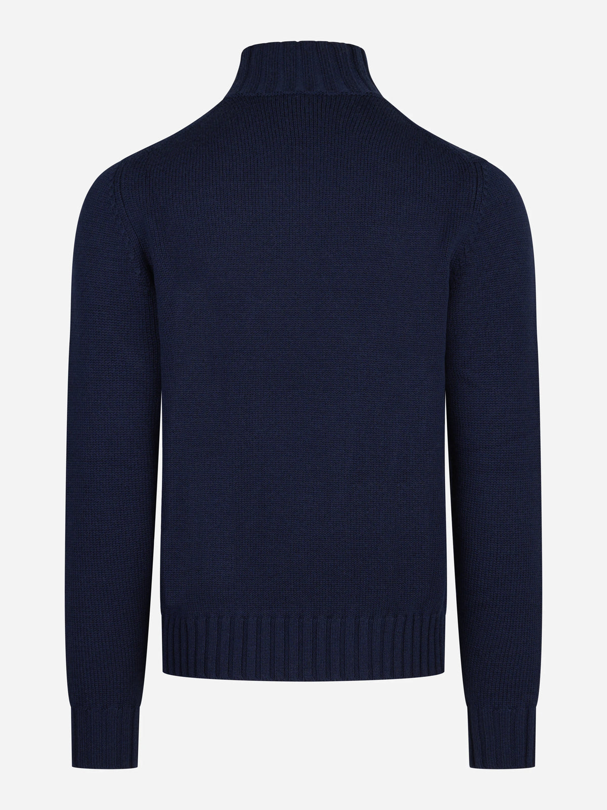Maglia lupetto in lana blu - vista posteriore
