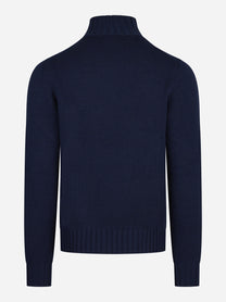 Maglia lupetto in lana blu - vista posteriore