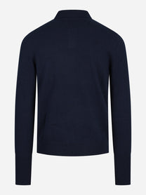 Polo a maniche lunghe in cashmere blu - vista posteriore