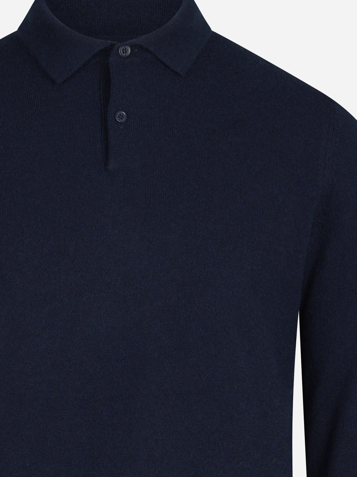 Polo a maniche lunghe in cashmere blu - dettaglio
