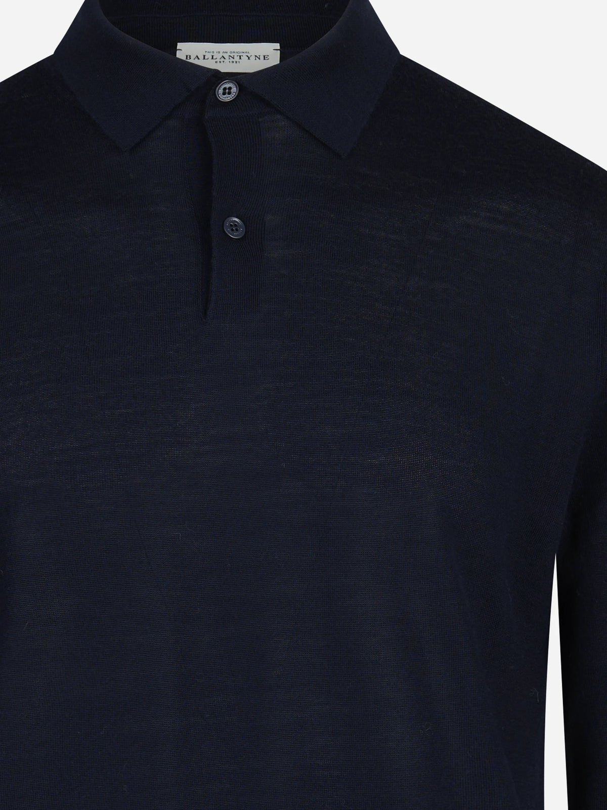 Polo a maniche lunghe in lana blu - dettaglio