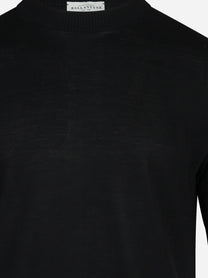 Maglia a maniche corte in lana finezza 16 nero - dettaglio