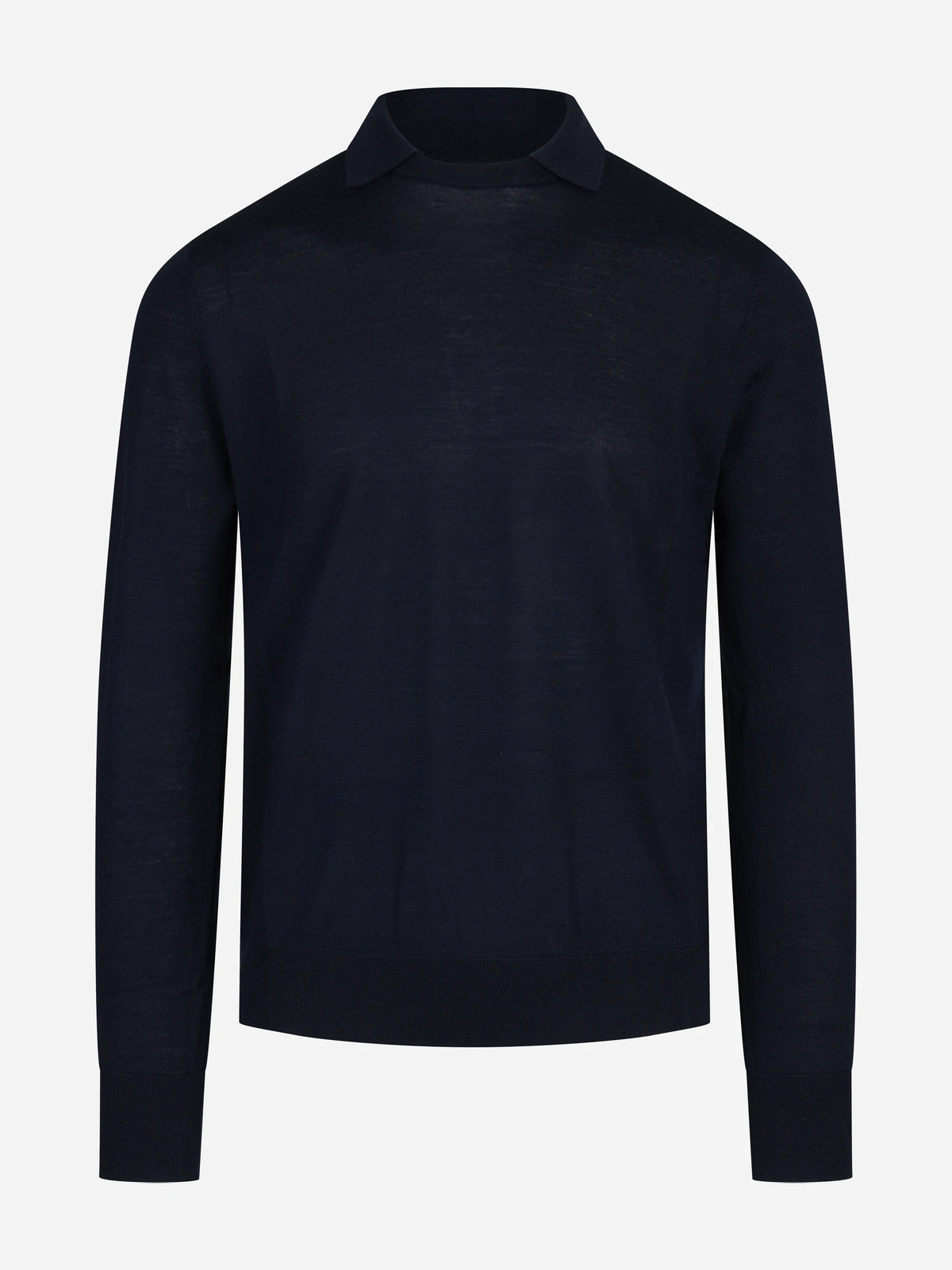 Maglia in lana con colletto finezza 16 blu - vista frontale