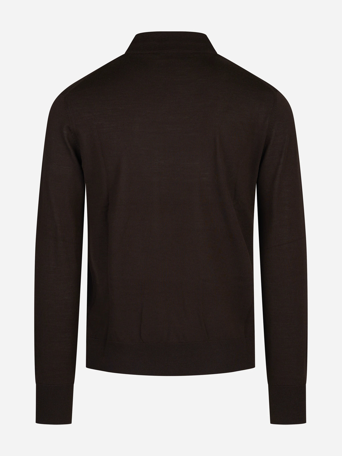 Maglia in lana con colletto finezza 16 marrone - vista posteriore