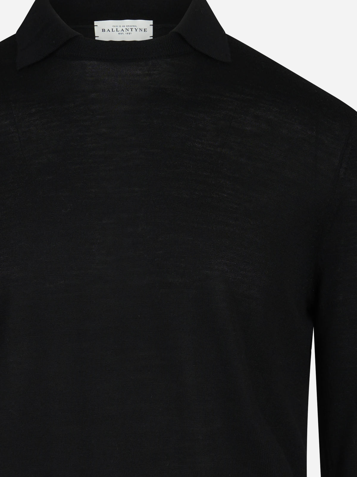Maglia in lana con colletto finezza 16 nero - dettaglio