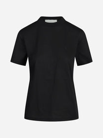 T-shirt con logo ricamato nero - vista frontale