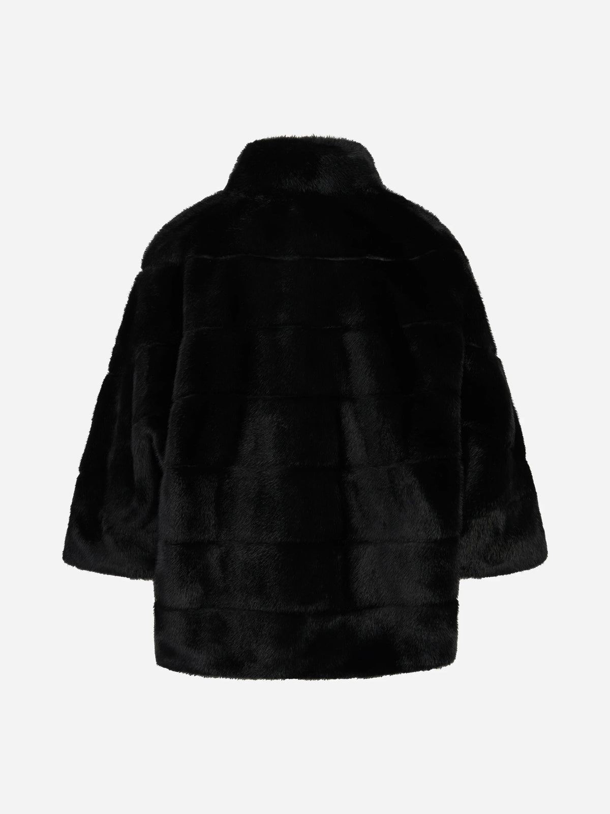 Giacca kimono in pelliccia sintetica nera BETTA CORRADI - vista posteriore