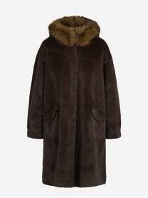 Parka lungo in pelliccia sintetica marrone BETTA CORRADI - vista frontale