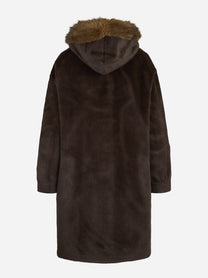 Parka lungo in pelliccia sintetica marrone BETTA CORRADI - vista posteriore