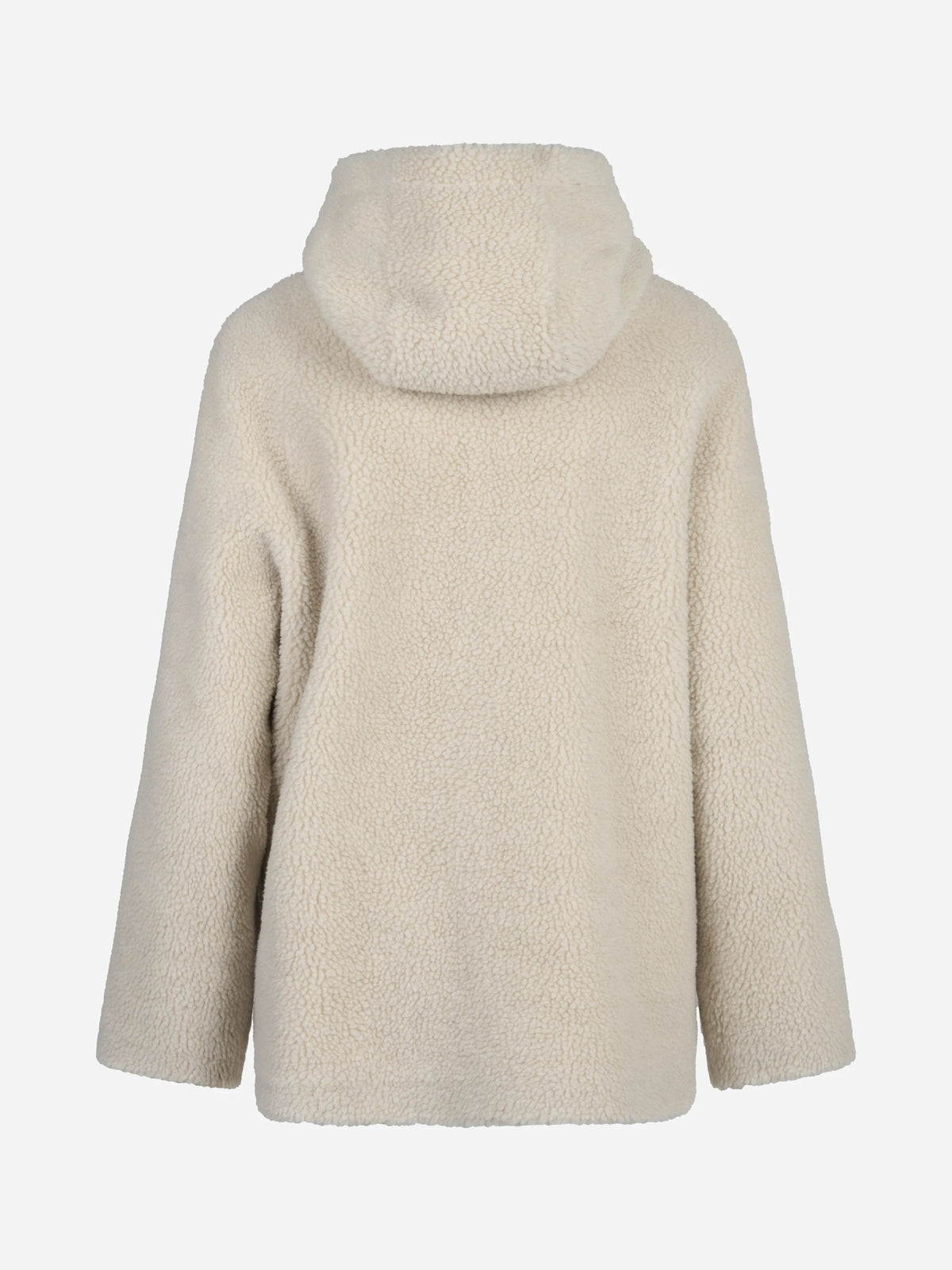 Giacca reversibile con cappuccio e tasche bianca - vista posteriore, lato in pelliccia sintetica