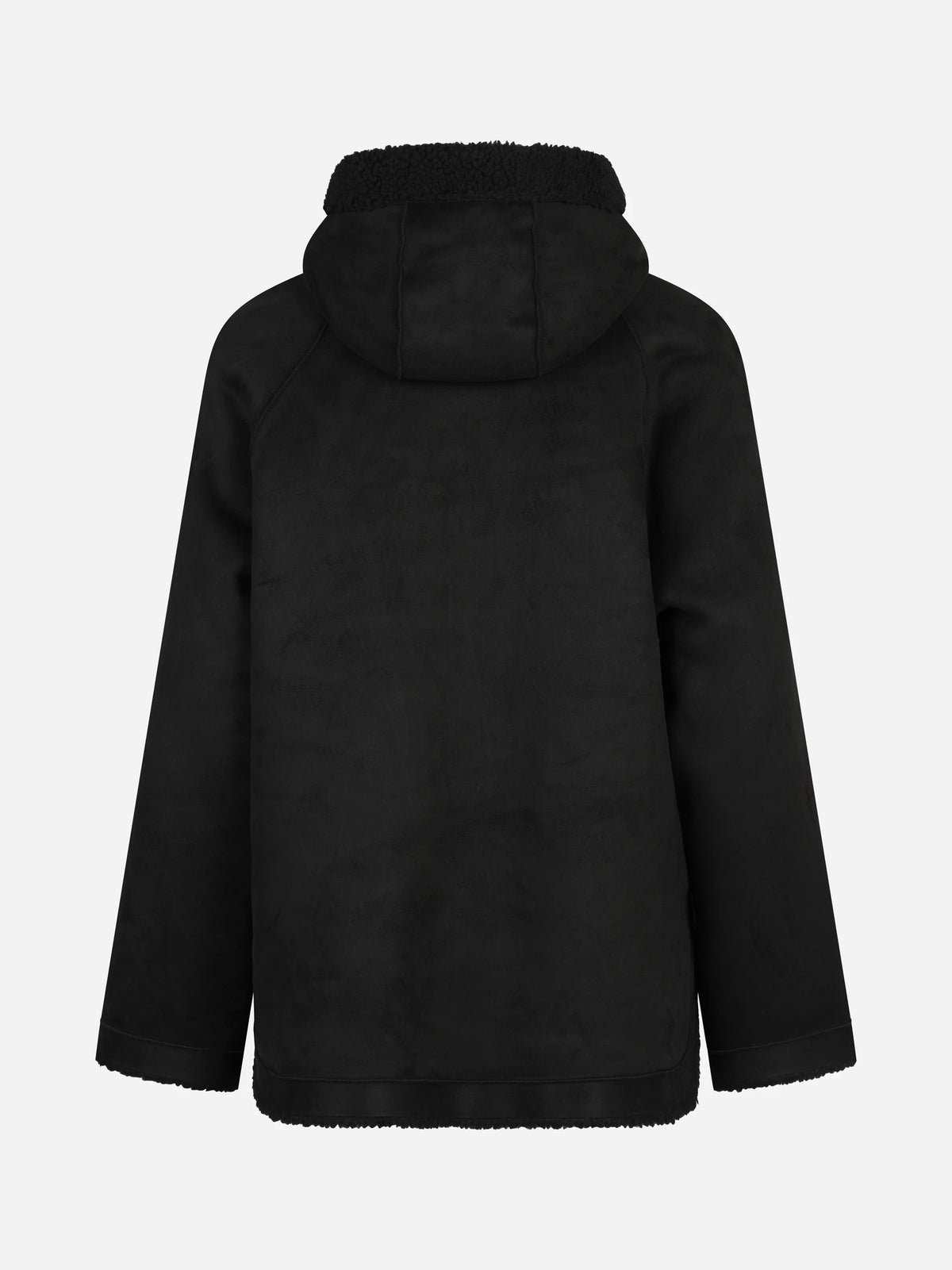Giacca reversibile con cappuccio e tasche nera - vista posteriore, lato liscio