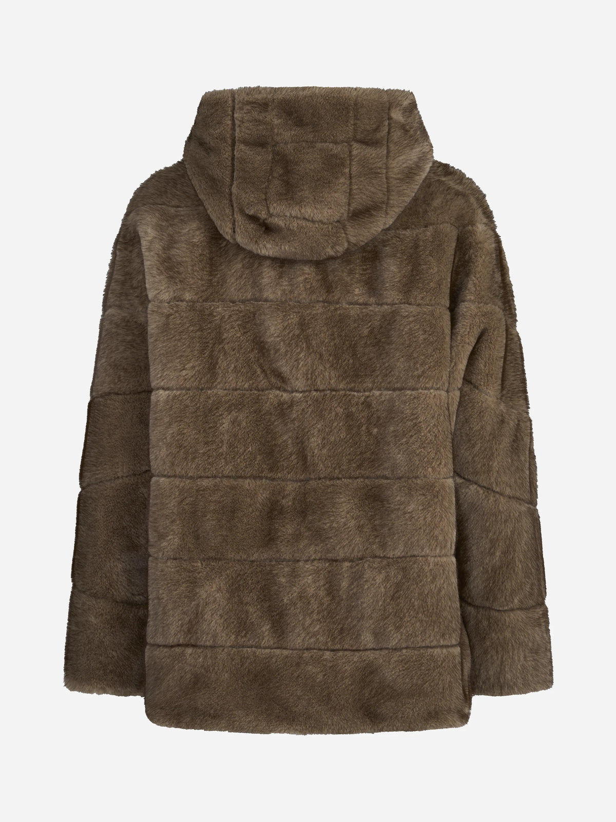 Giacca in pelliccia sintetica con maniche a pipistrello beige - vista posteriore