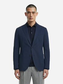 Blazer monopetto blu in cotone elasticizzato